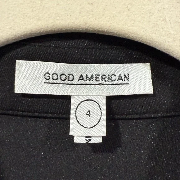 GOOD AMERICAN Black Stretch Cotton Poplin Shirt-Dress Long Sleeve XL Size 4 - Picture 3 of 10